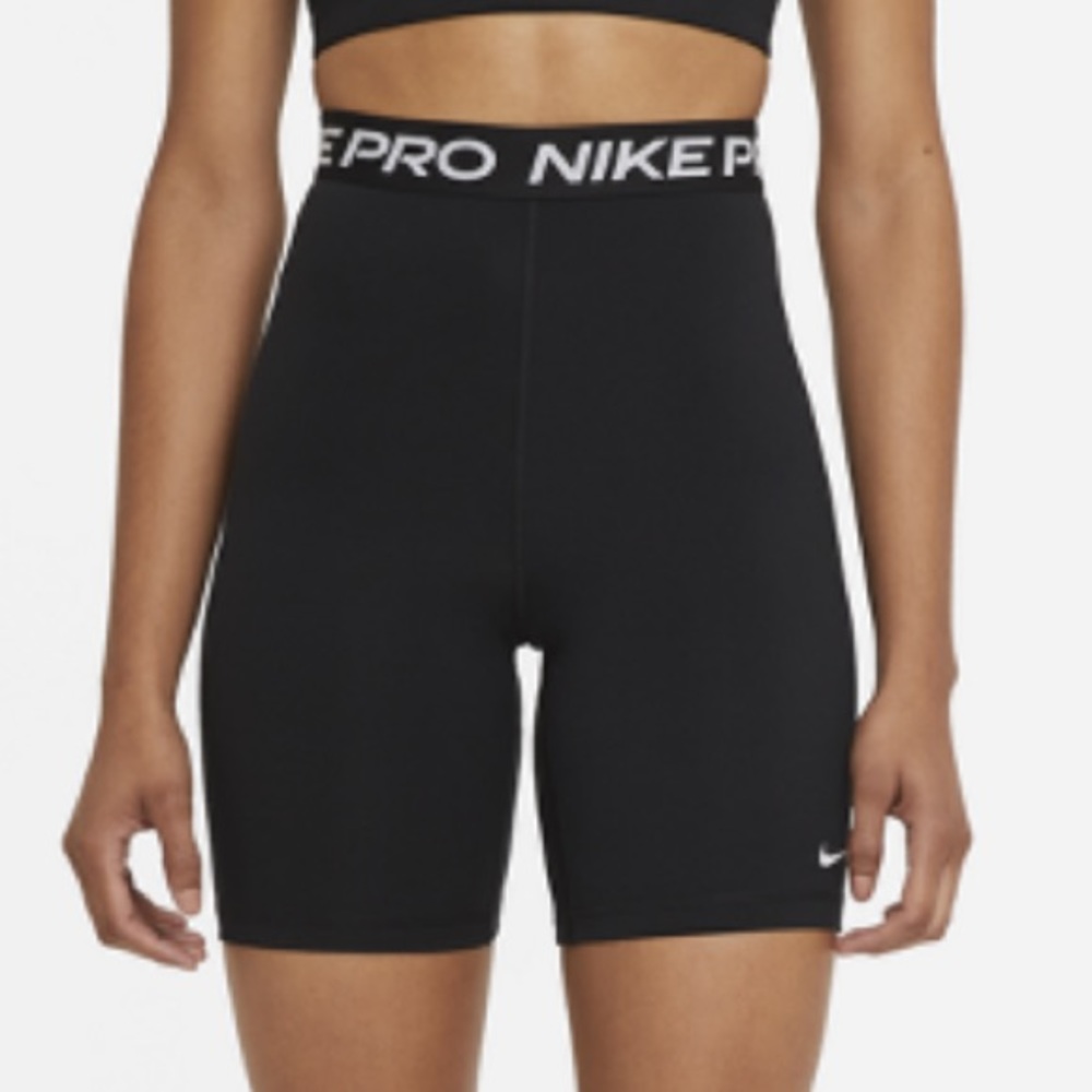 NWT Nike Pro 365 Women's High-Waisted 7" Shorts Size Large 12-14 Black Sport Gym - Picture 1 of 7